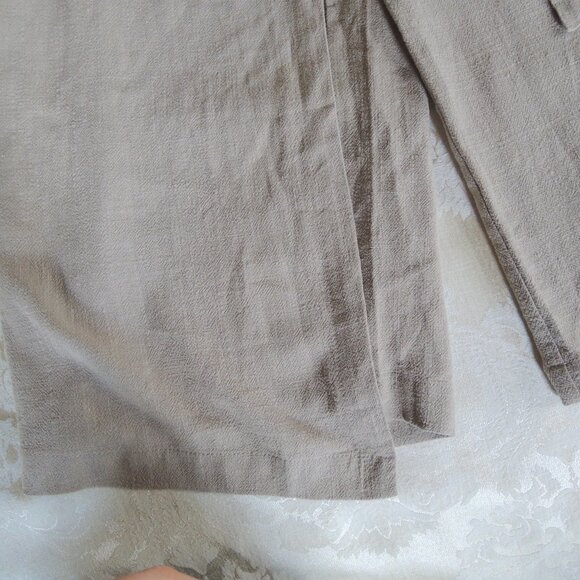 Du Jour Tan Linen Blend Wrap Overlay Crop Pants M - Picture 5 of 10